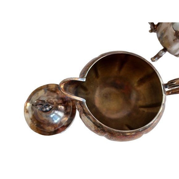 English Silver Mfg Corp USA 4 Pc Coffee Tea Set 2 Pots Sugar Creamer Silverplate - Picture 8 of 12